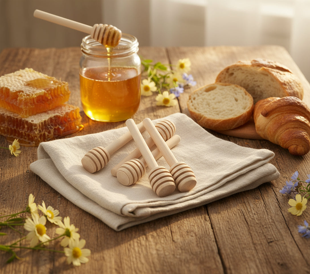 "Elevate Your Sweet Moments with Our Handcrafted Wooden Honey Dipper – Nature's Perfect Companion for Drizzling Delight!"