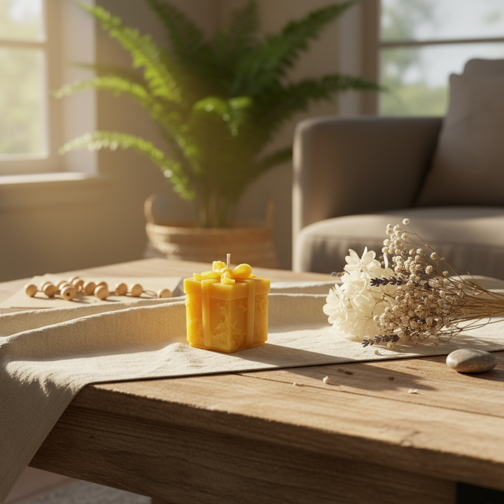 "Unwrap the Glow: Elegant Beeswax Gift Box Candle for a Cosy, Eco-Friendly Ambiance"