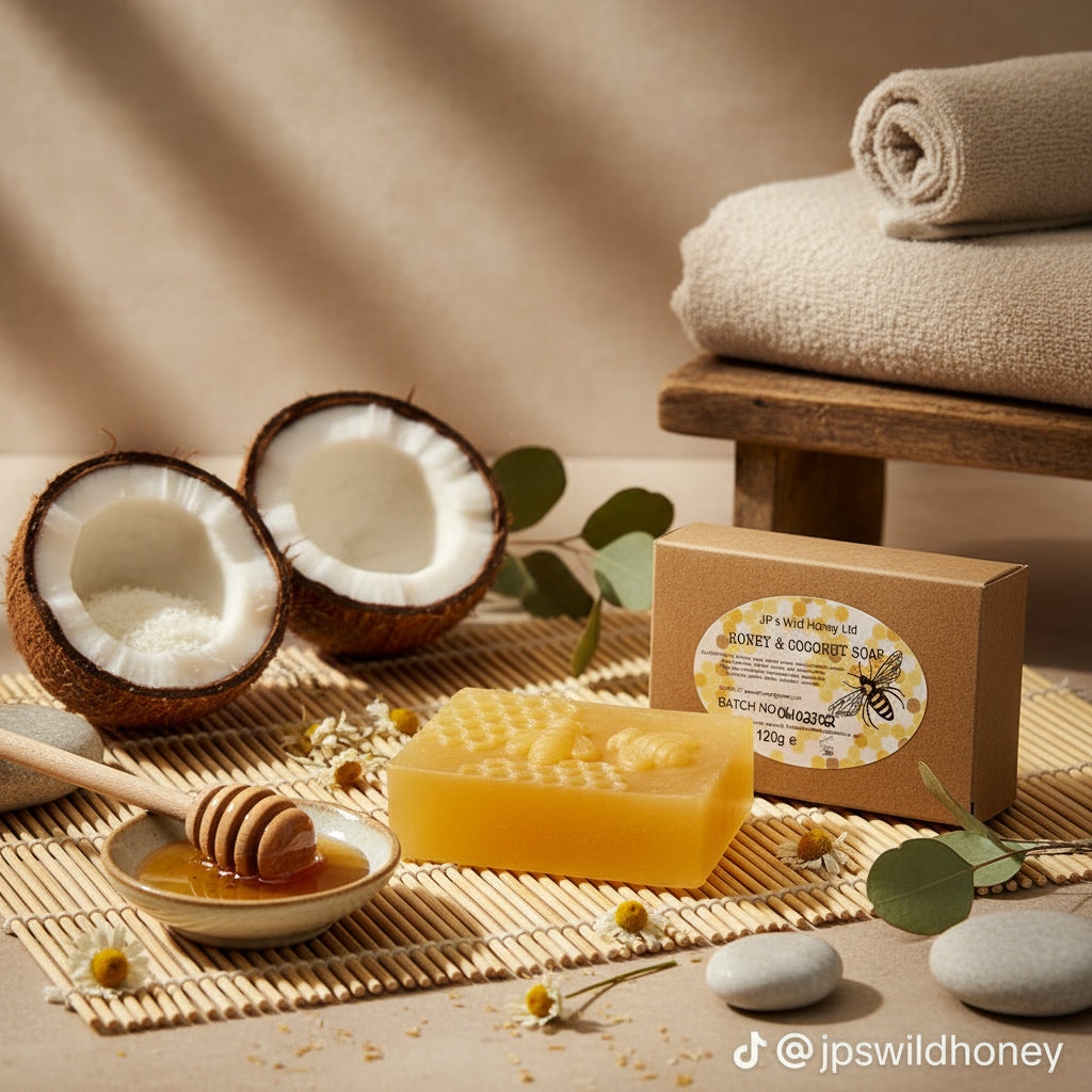 "Golden Bliss: Nourish Your Skin with Honey & Coconut Luxury Soap"