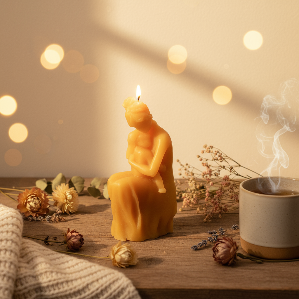 "Embrace Warmth: Illuminate Tender Moments with Our Beeswax Candle"