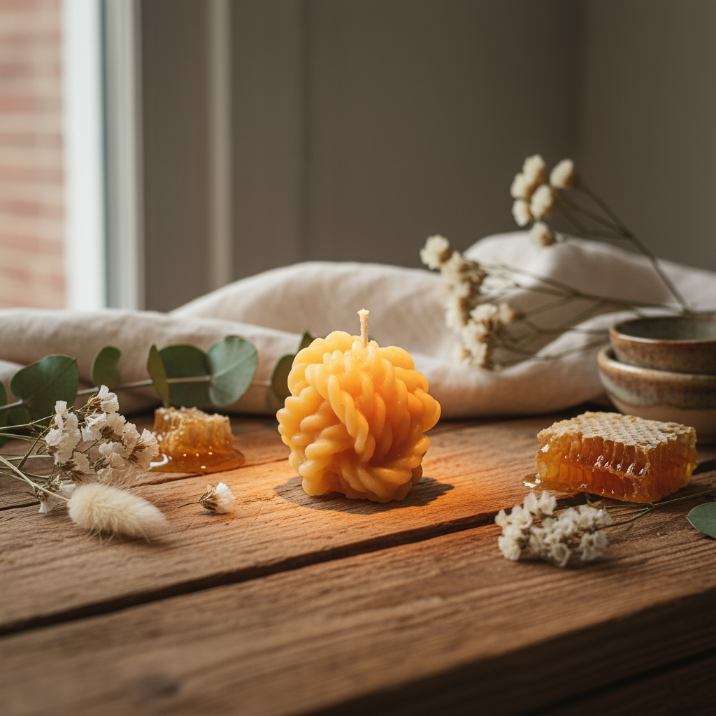 "Illuminate Elegance: Handcrafted 100% Beeswax Rope Knot Candle - Nature's Artistry in Every Knot"