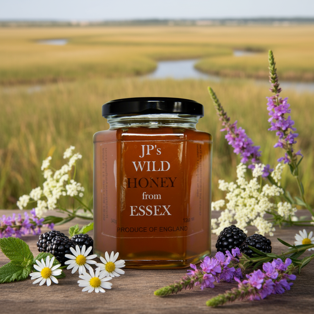 "RAINHAM MARSHES SUMMER Runny honey ""Experience the Sweet Symphony of Nature: Rainham Marshes Blackberry, Wildflower  Honey from Essex– A Taste of Untamed Elegance"
