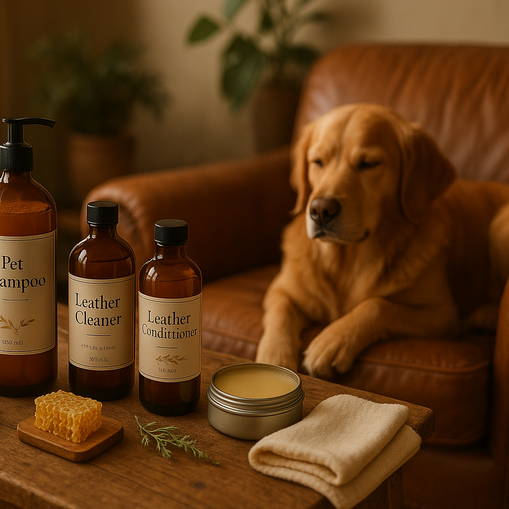 "Pamper Your Pets and Leather with Nature's Best" abient scenario